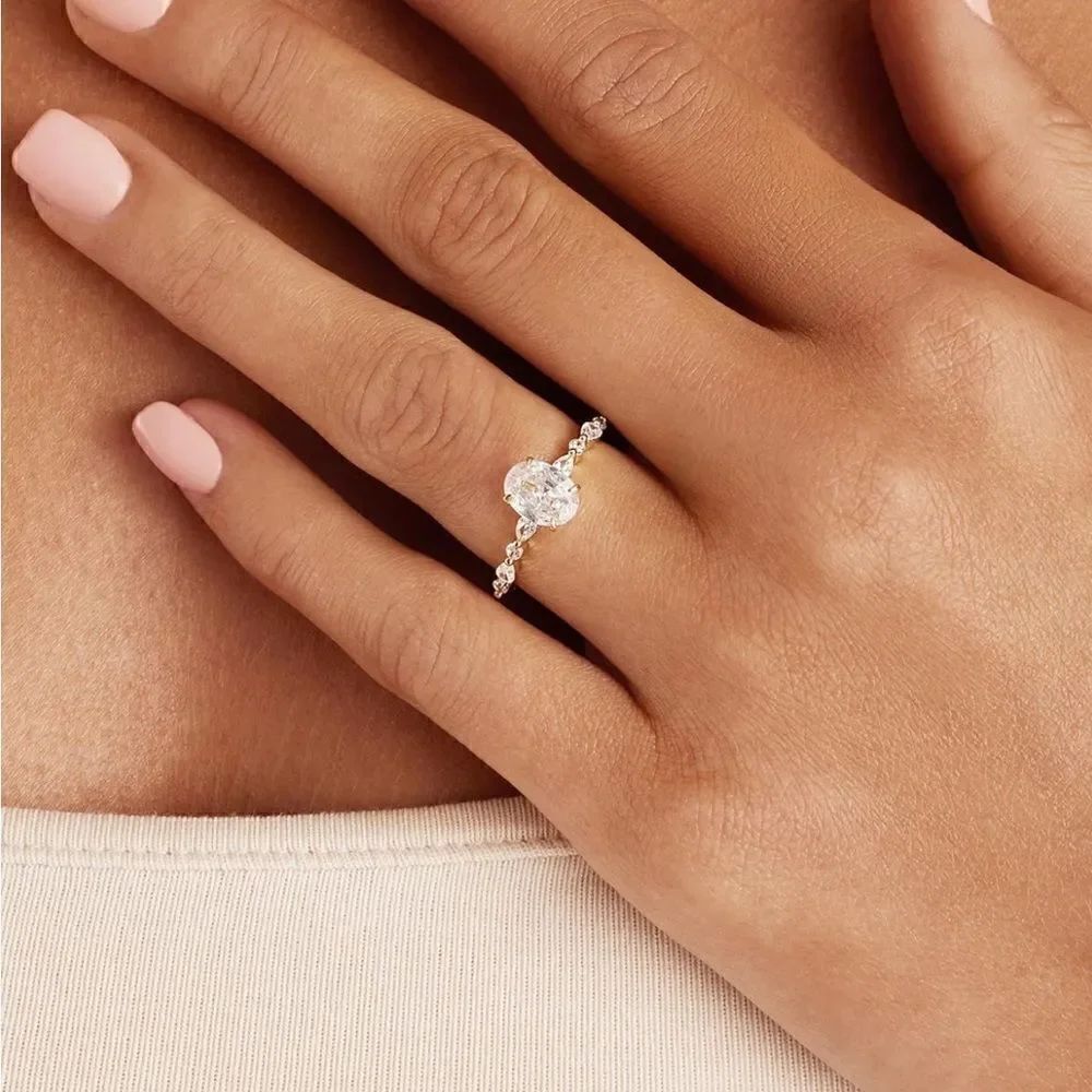 Silver Paved Oval Engagement Ring